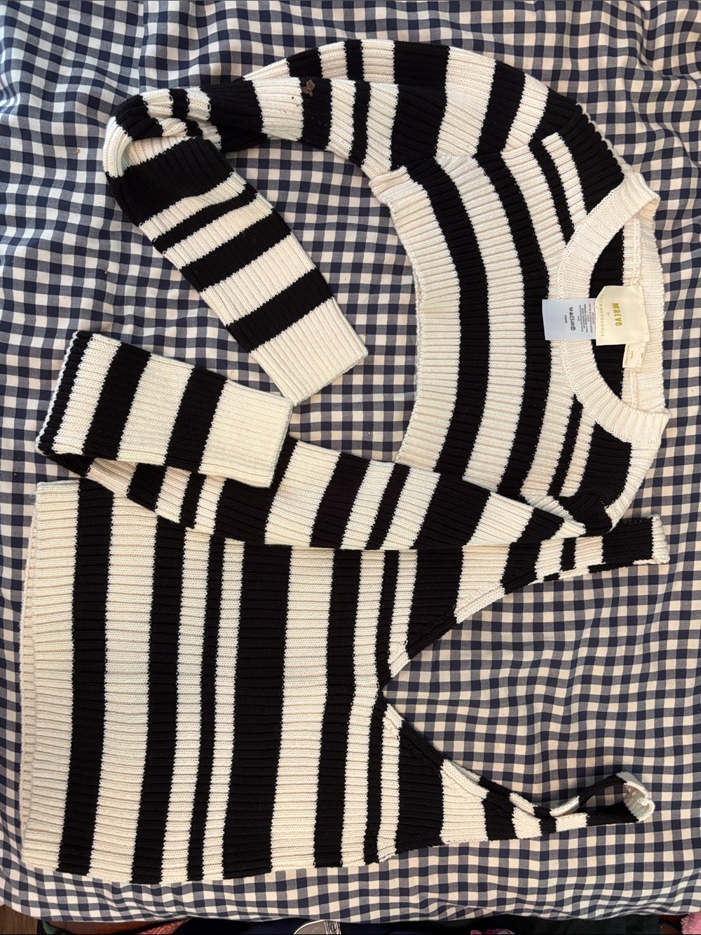 Anthropologie Black and White Striped Ribbed Sweater